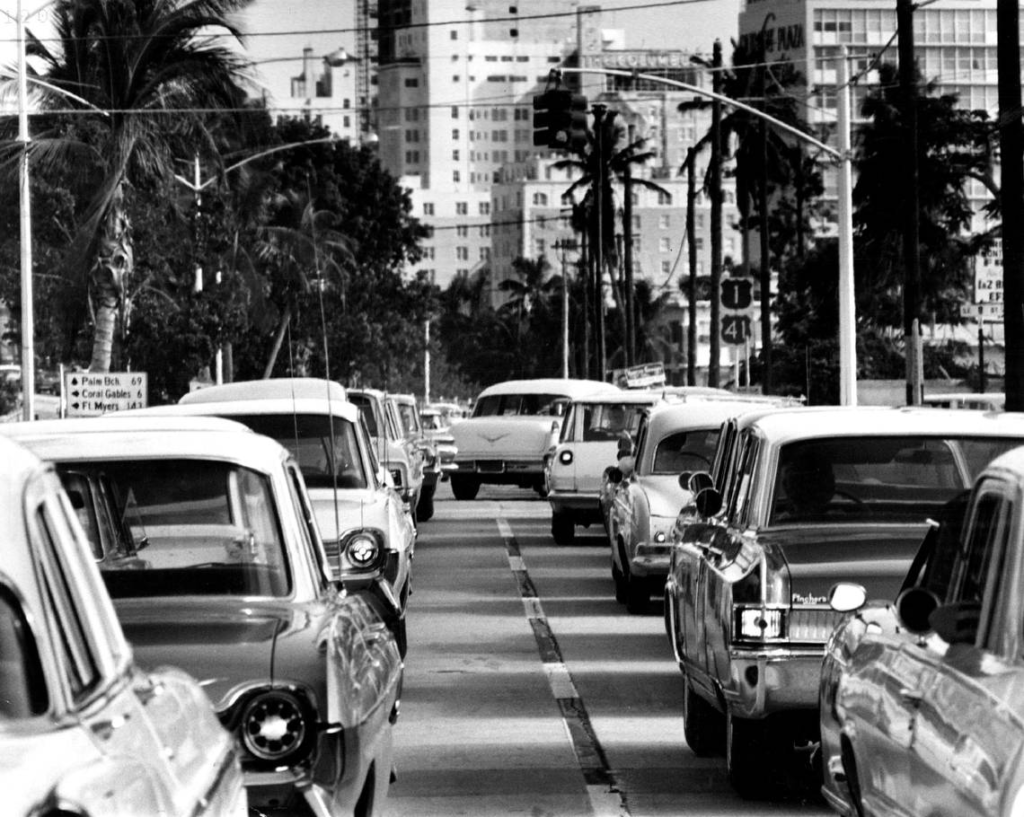 Traffic on Brickell in 1964