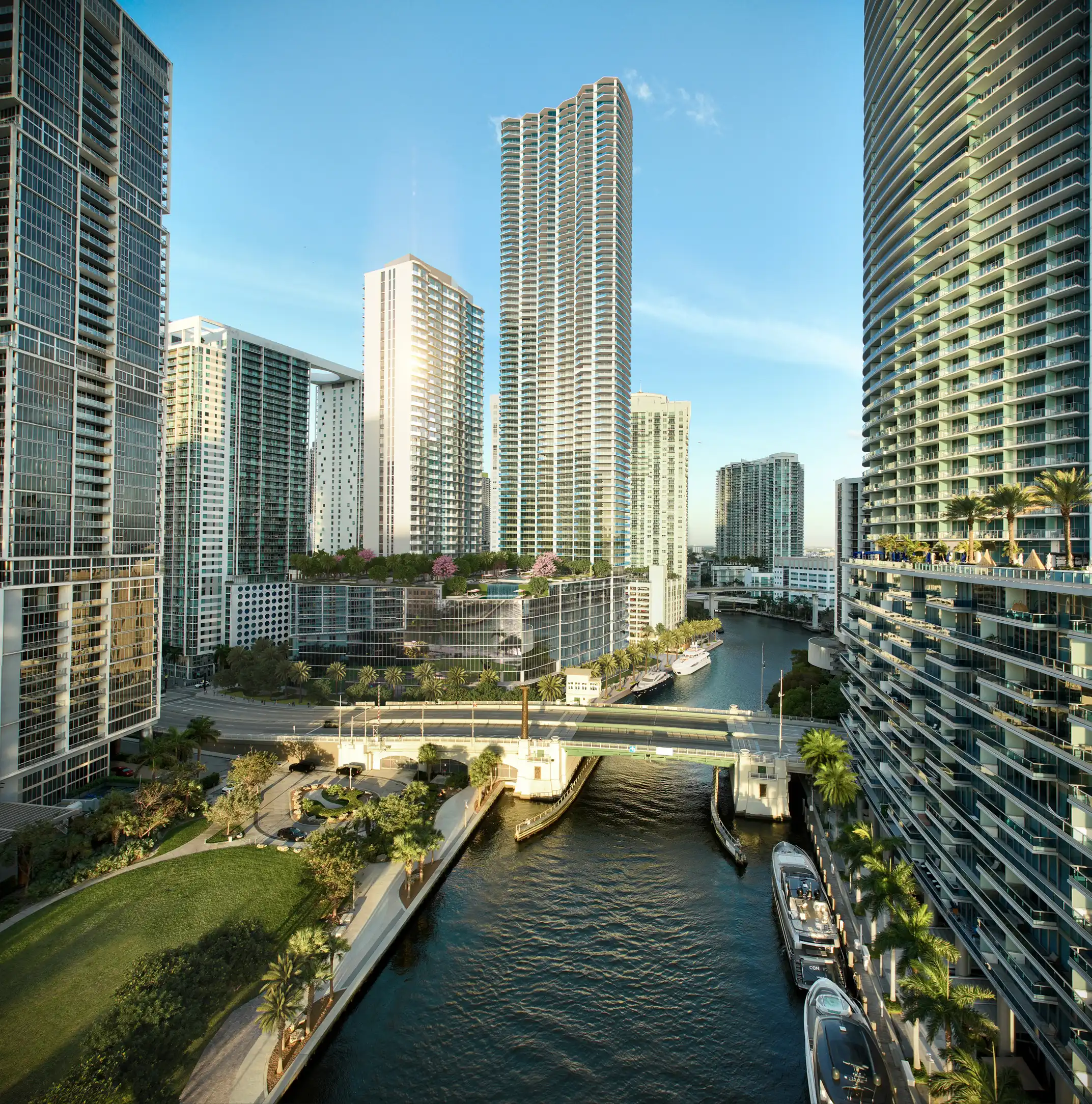 vista aérea de brickell y la zona de ubicación del proyecto viceroy