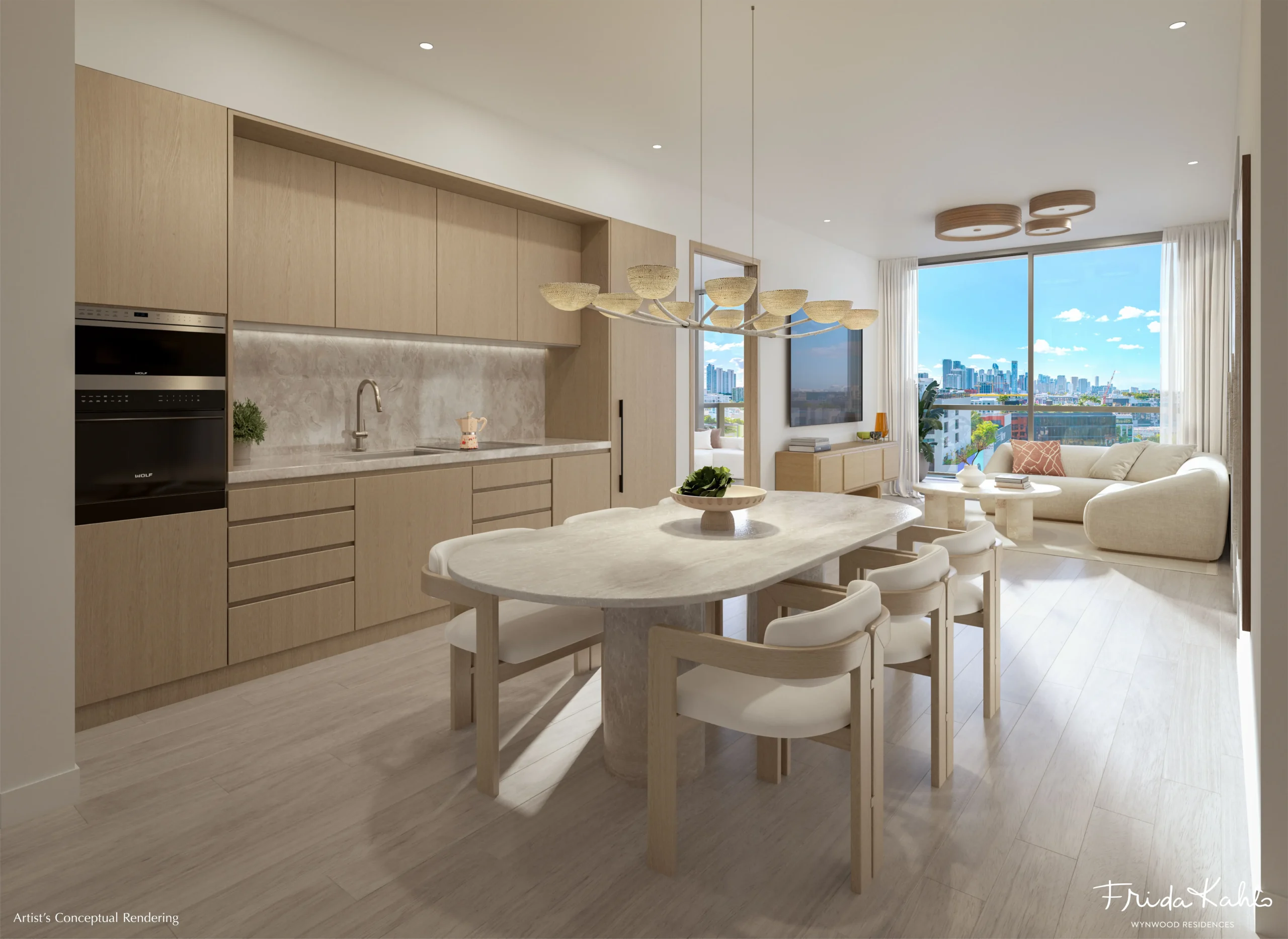 Área de la cocina del proyecto Frida Kahlo Wynwood Residences