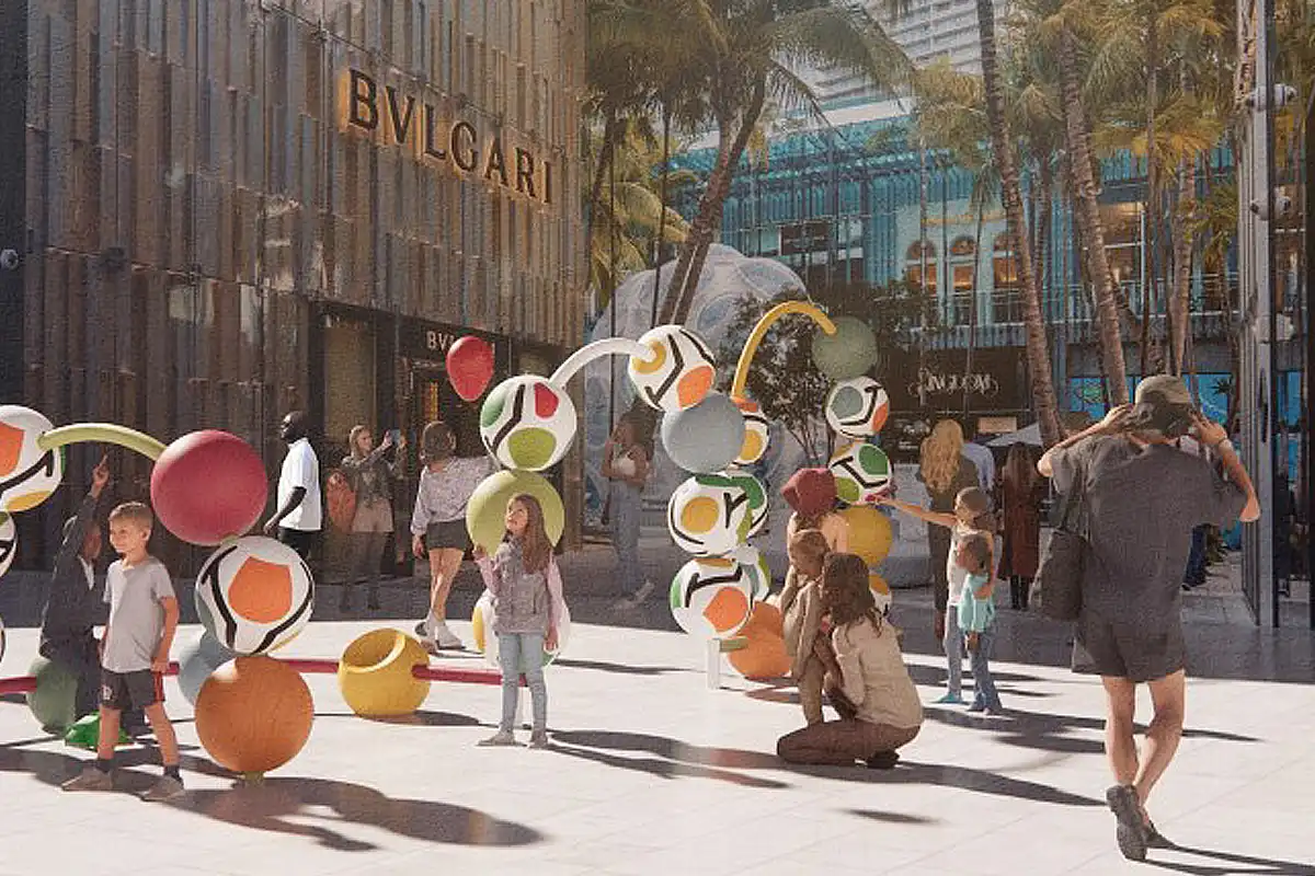 Miami Design District con esculturas y boutiques